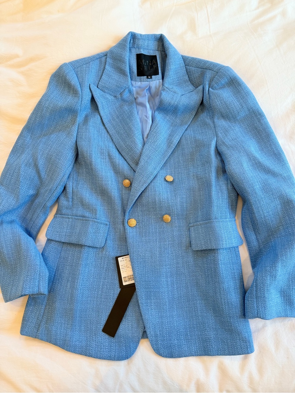 Mina Self Light Blue Double-Breasted Blazer